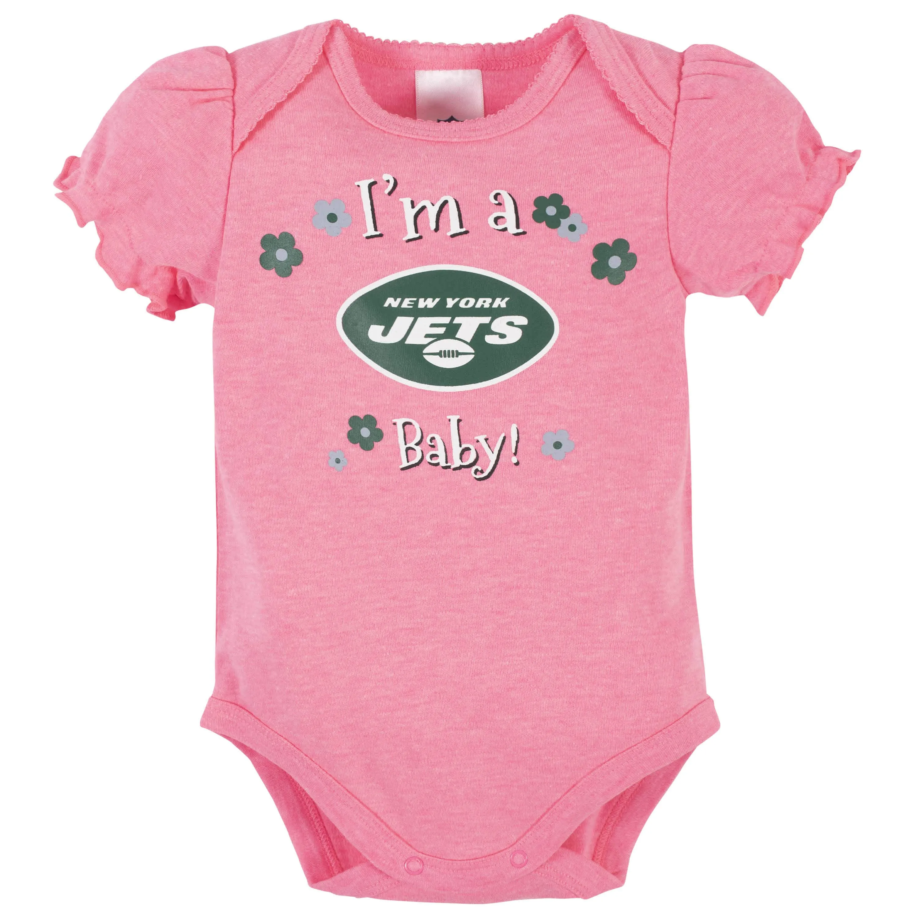 3-Pack Baby Girls New York Jets Short Sleeve Bodysuits