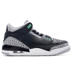 Air Jordan 3 Retro 'Green Glow' - Black/Green Glow/Wolf Grey