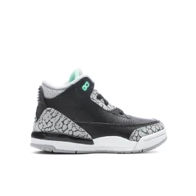 Air Jordan 3 Retro 'Green Glow' (TD) - Black/Green Glow/Wolf Grey