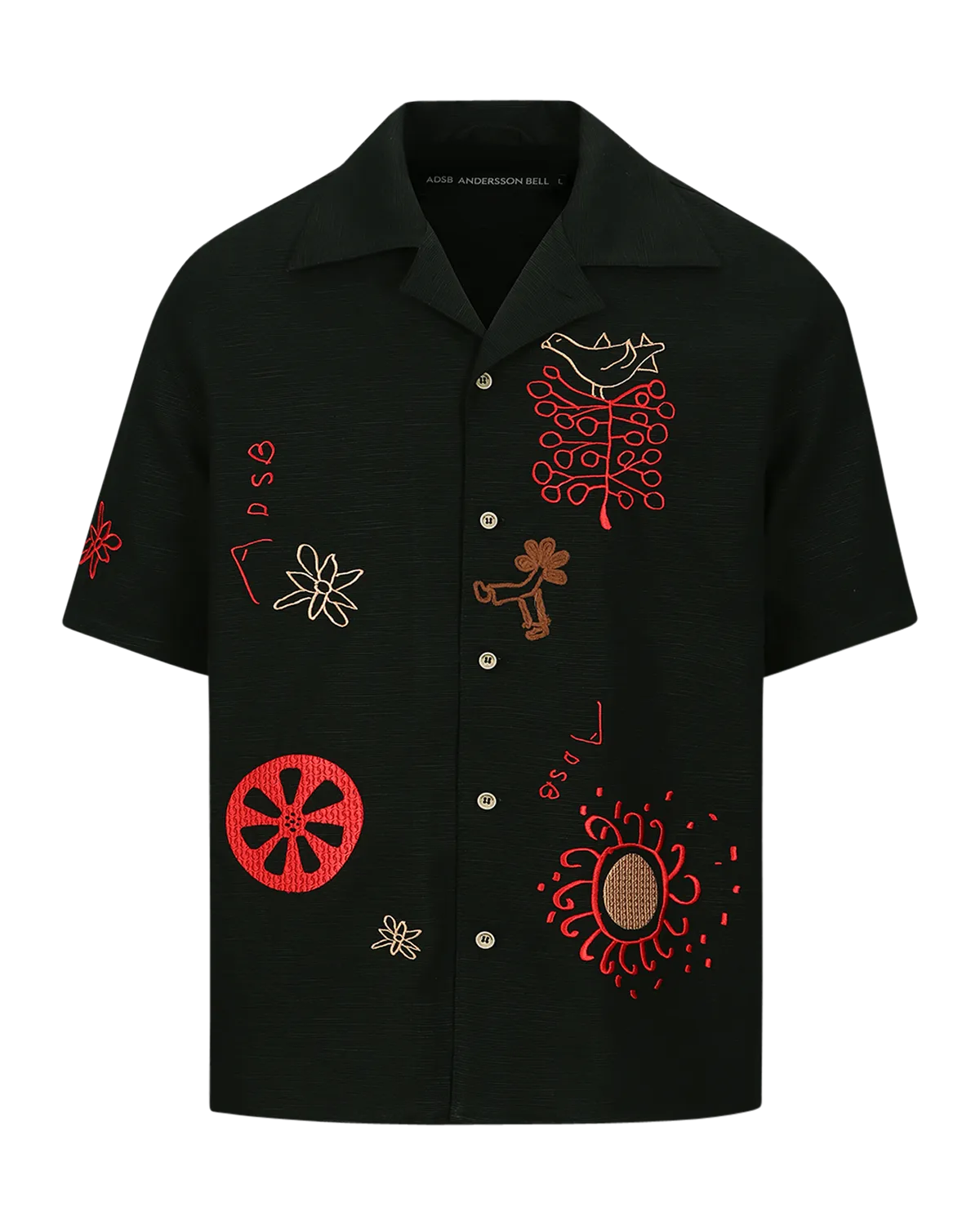 ANDERSSON BELL - April Embroidery Open Collar Shirts - BLACK