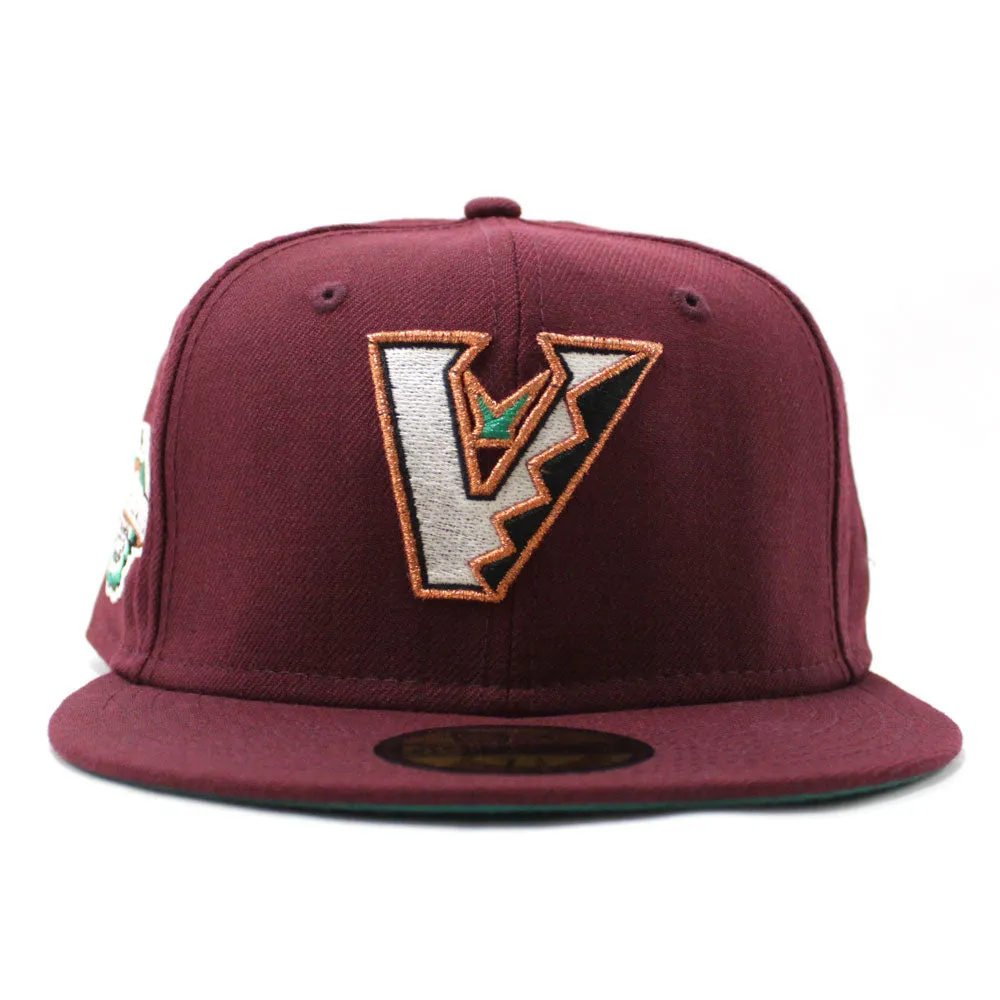 Arizona Diamondbacks 2001 World Series New Era 59Fifty Fitted Hat (Glow in the Dark Maroon Green Under Brim)