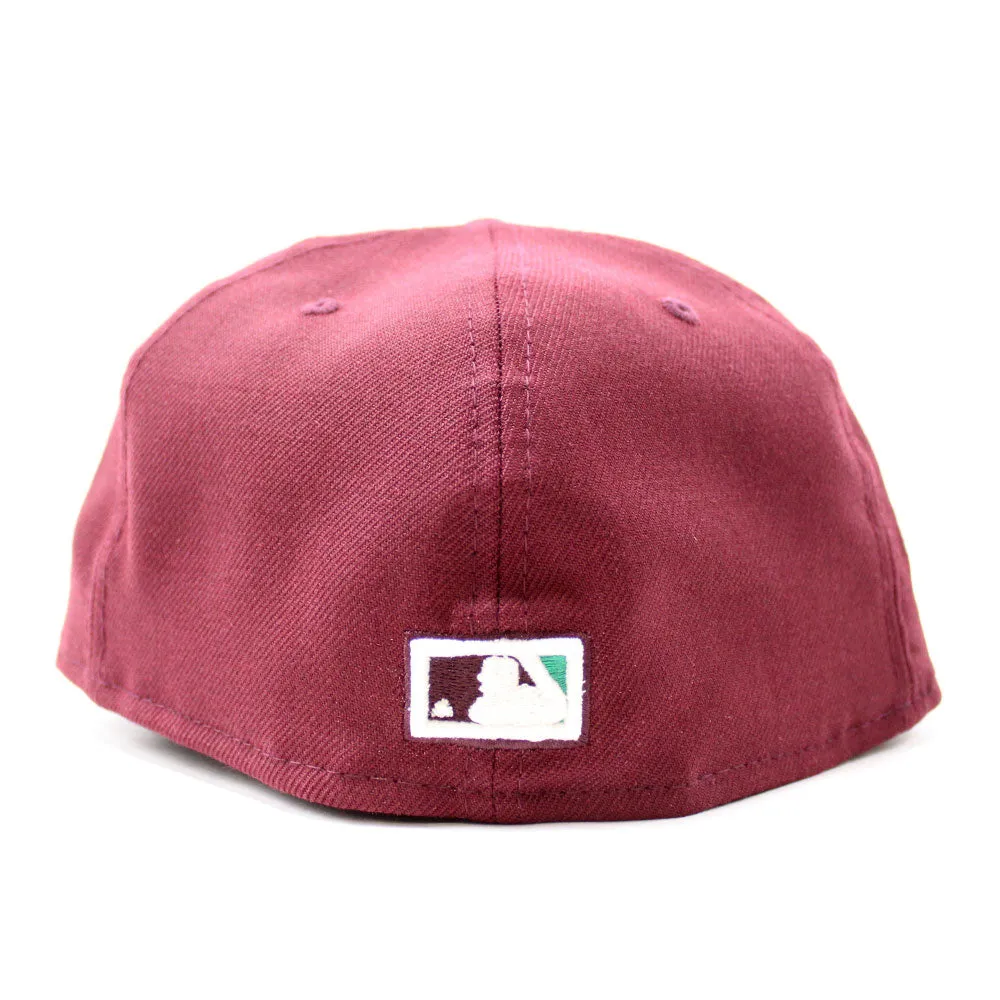 Arizona Diamondbacks 2001 World Series New Era 59Fifty Fitted Hat (Glow in the Dark Maroon Green Under Brim)