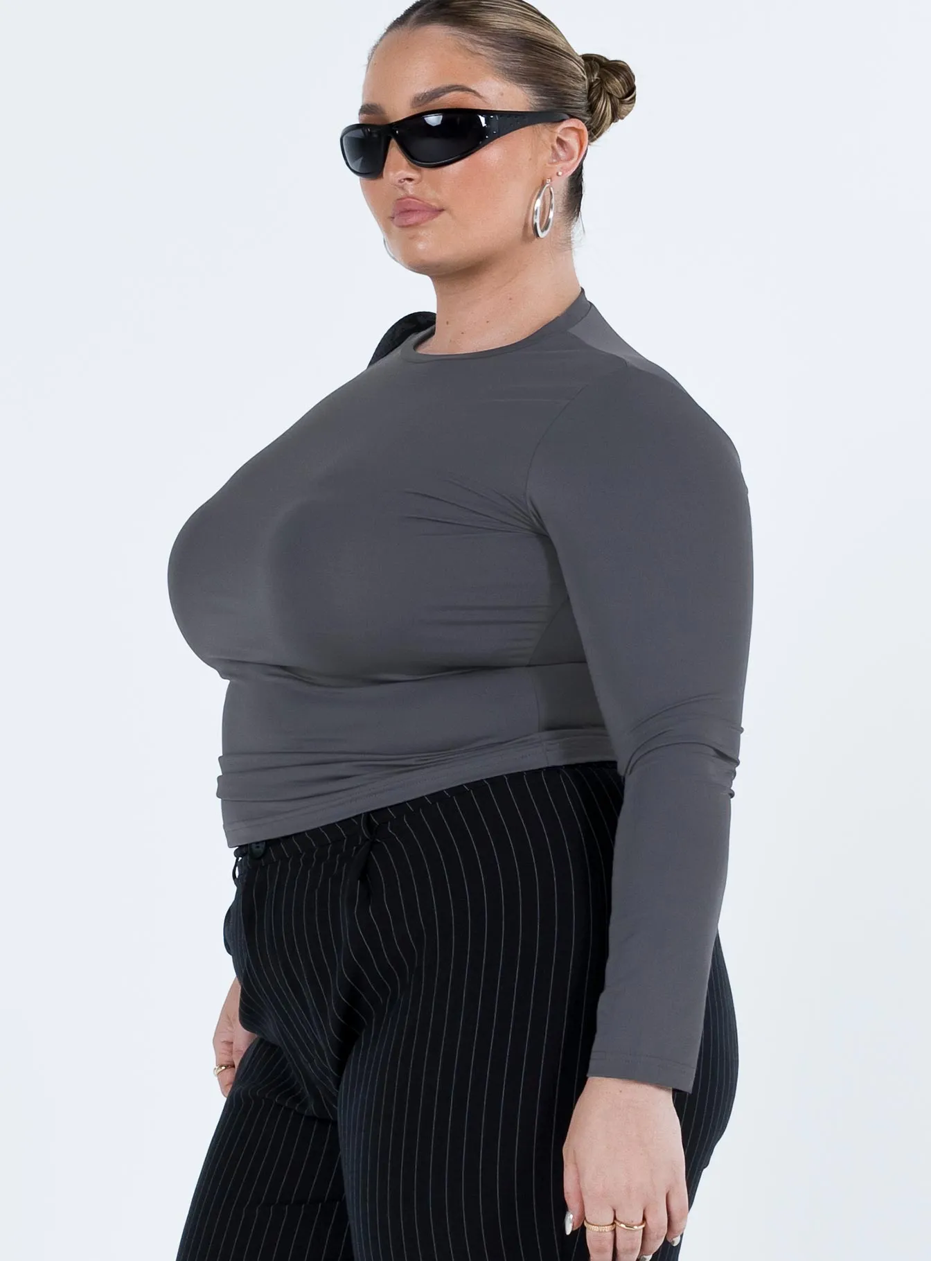 Arnim Long Sleeve Top Grey Curve