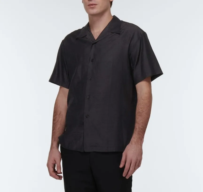 Berluti  |Silk Plain Cotton Short Sleeves Logo Luxury Shirts