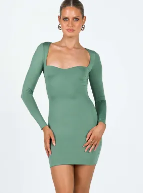 Brewer Long Sleeve Mini Dress Green