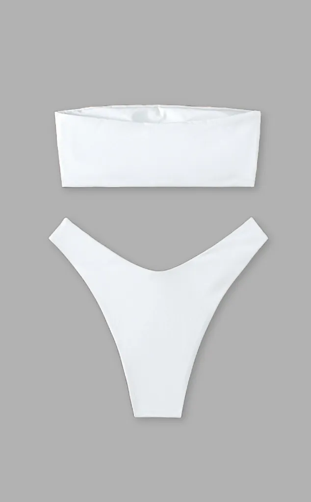 Bride Bikini Set - Bandeau Top & High Cut Bottom