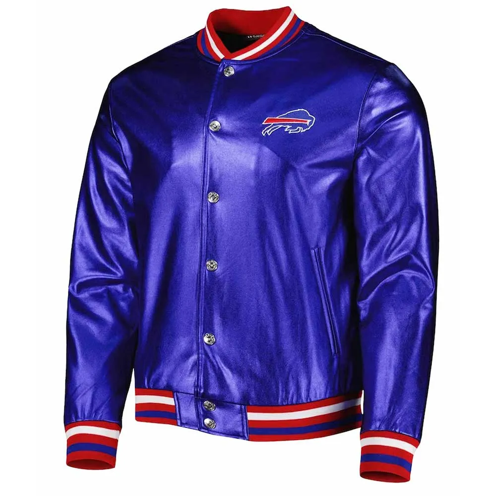 Buffalo Bills Metallic Royal Leather Jacket