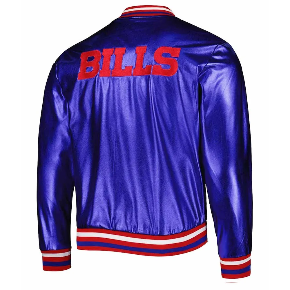 Buffalo Bills Metallic Royal Leather Jacket