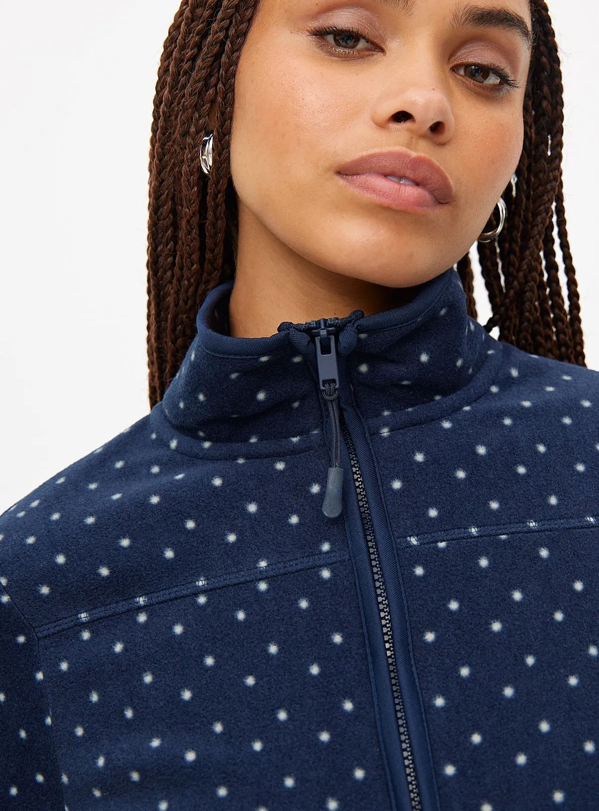 Buy Navy Spot Print Zip-Through Fleece XL | Hoodies and sweatshirts | Tu