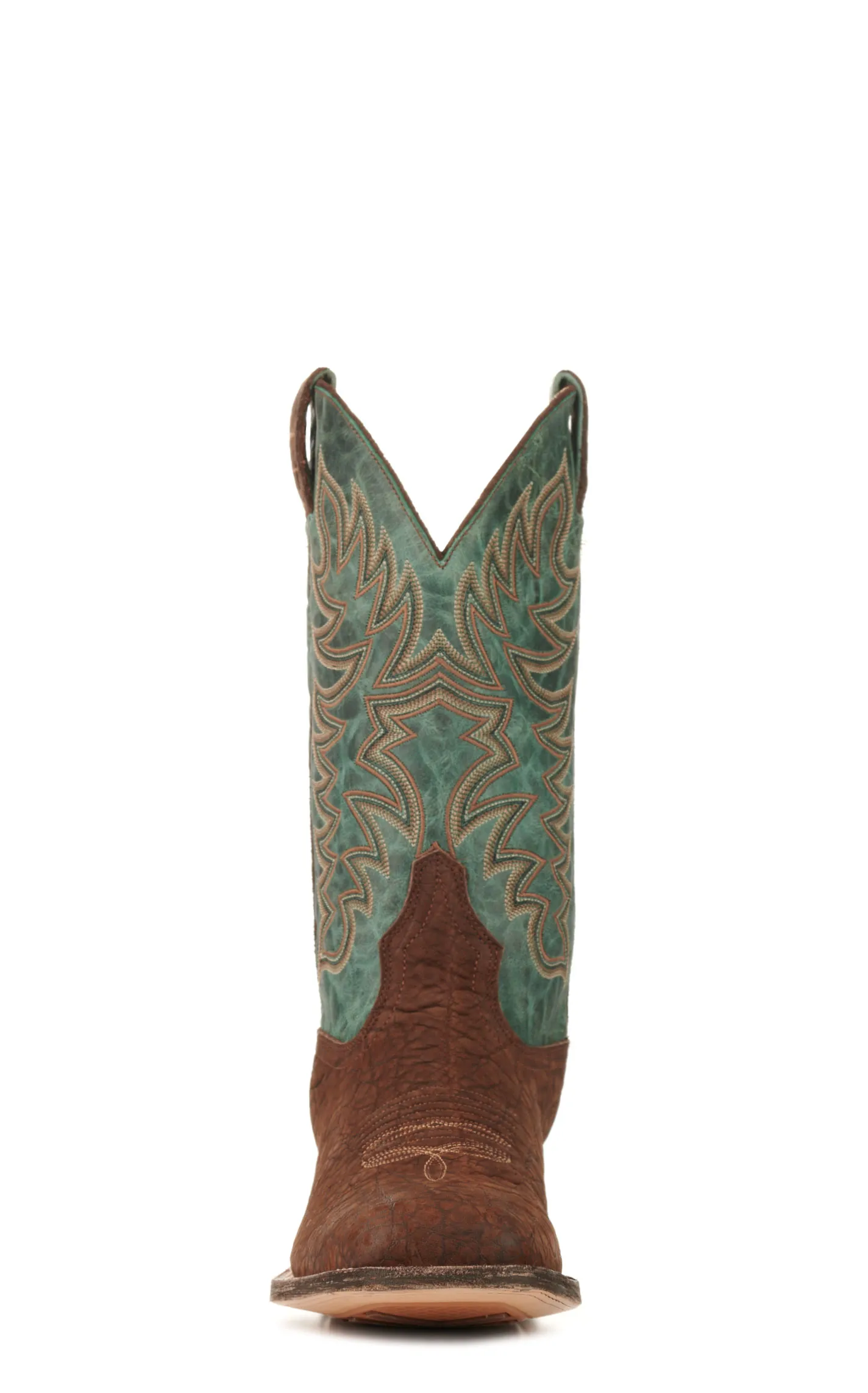 Cavender's Men's Endurance Teal and Chocolate Elephant Wide Square Toe Exotic Cowboy Boots