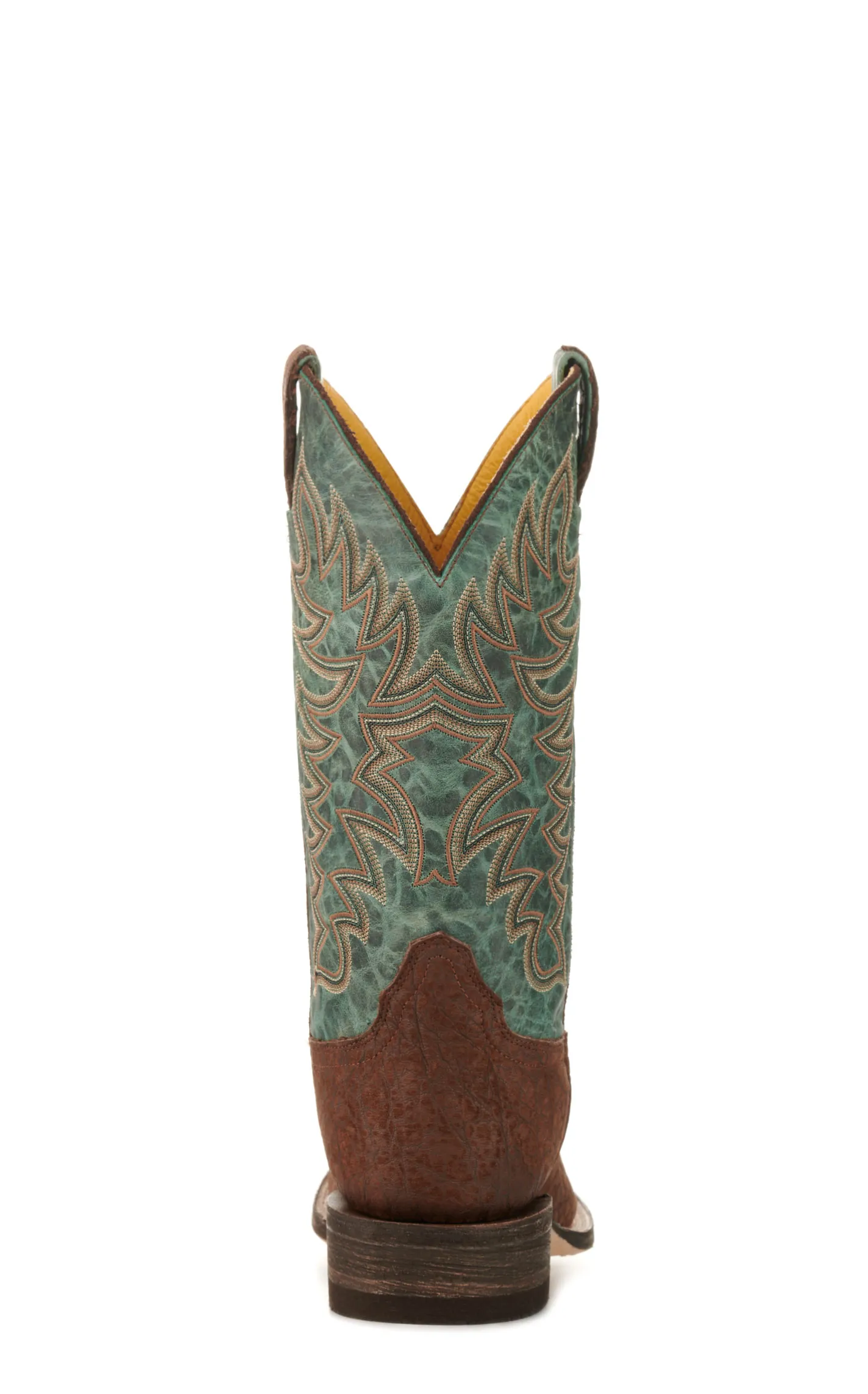 Cavender's Men's Endurance Teal and Chocolate Elephant Wide Square Toe Exotic Cowboy Boots