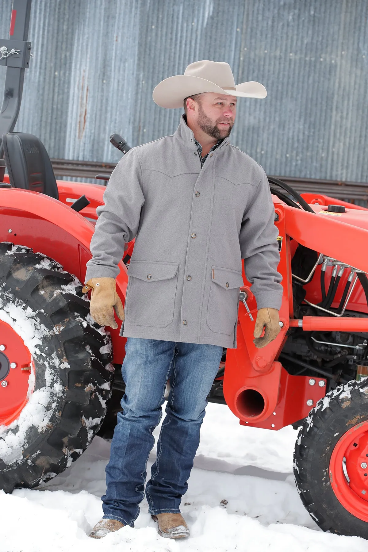 Cinch Men's Grey Wooly Button Front Ranch Jacket