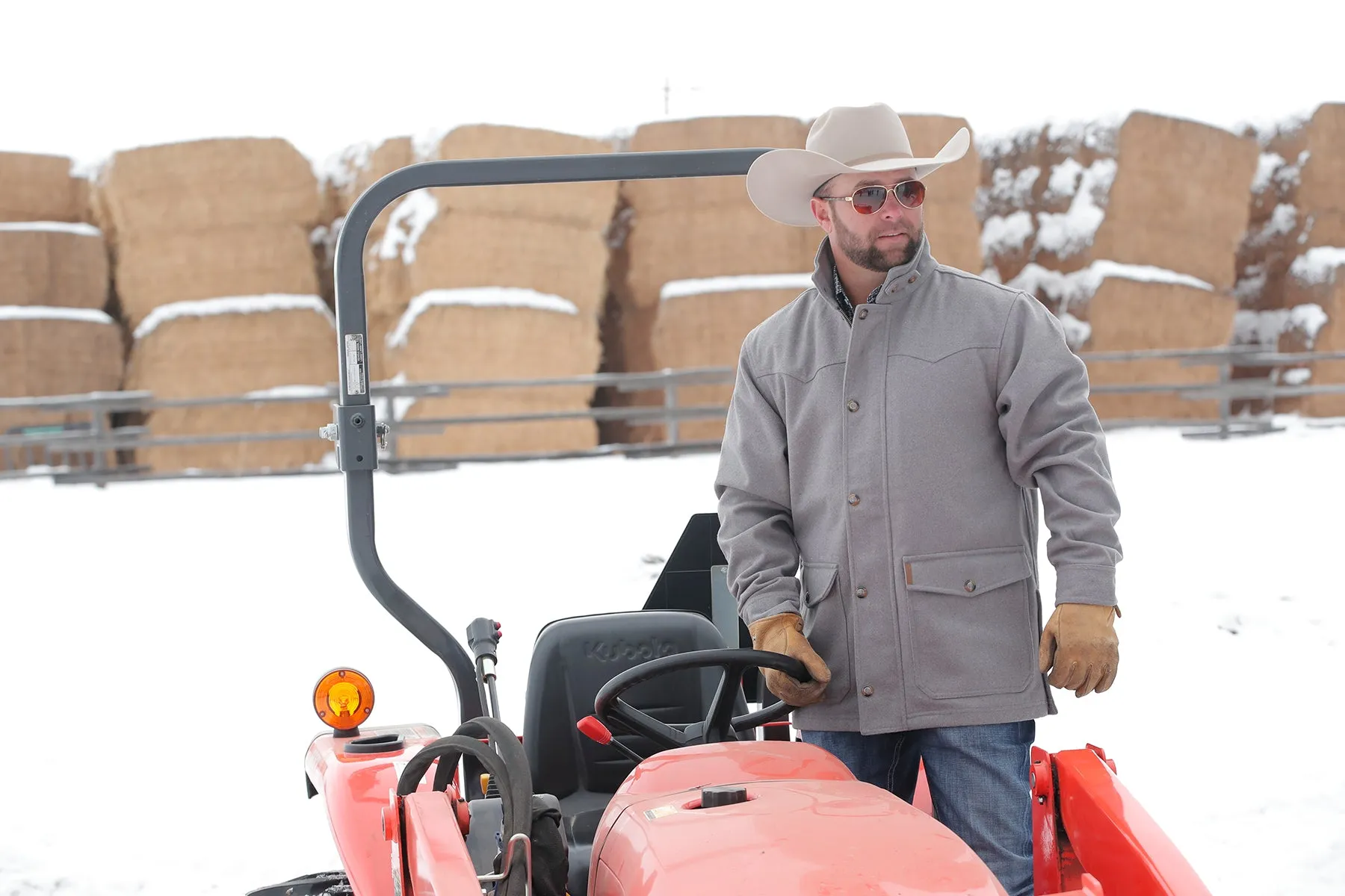 Cinch Men's Grey Wooly Button Front Ranch Jacket