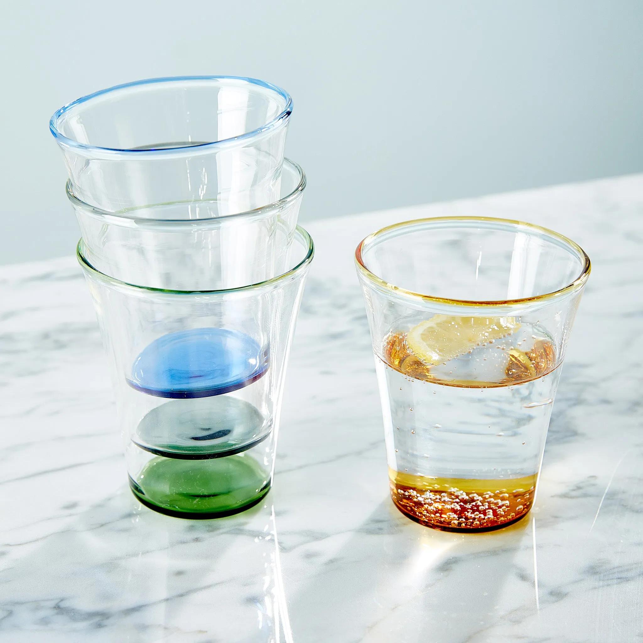 Color Accent Drinking Glasses - Set of 4 - Short