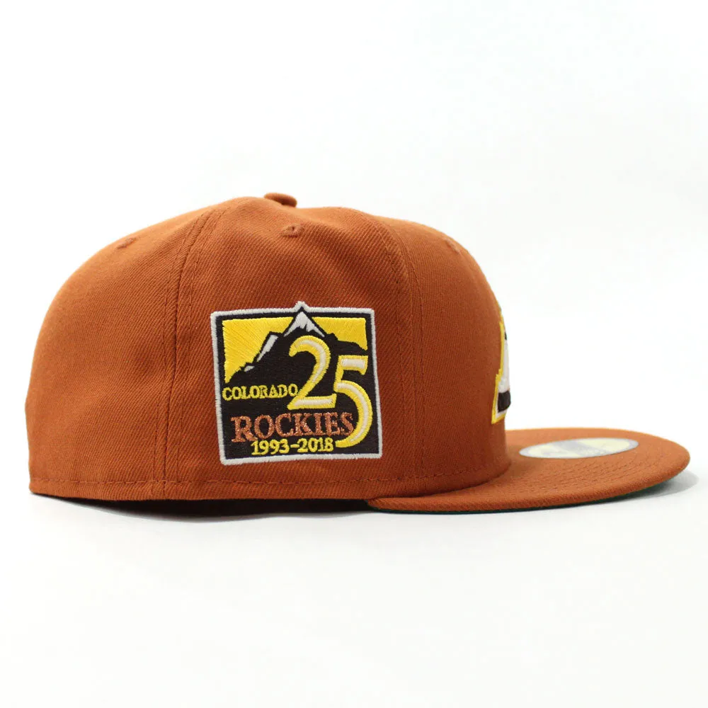 Colorado Rockies 25th Anniversary New Era 59Fifty Fitted Hat (Glow in the Dark Rust Orange Yellow Copper Green Under Brim)