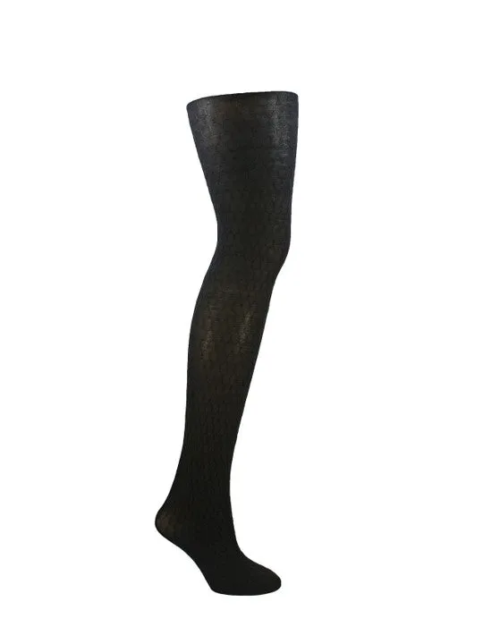 Columbine 14510 Hexagonal Superfine Merino Tights Black