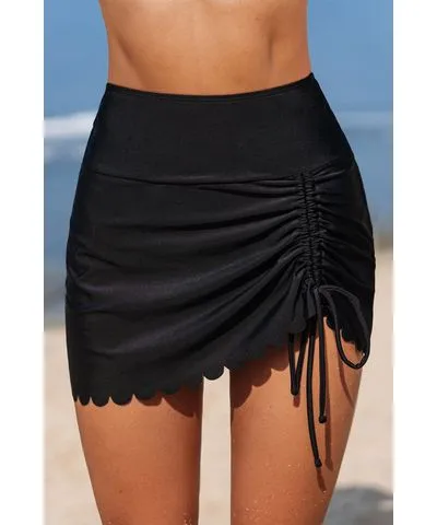 Cupshe Black Scalloped Hem Swim Skirt