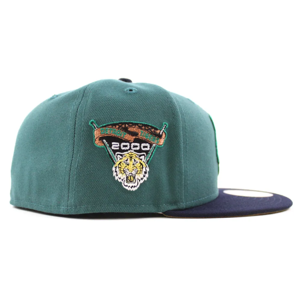 Detroit Tigers 2000 TIGER STADIUM New Era 59Fifty Fitted Hat (Glow in the Dark Needle Green Navy Khaki Under Brim)