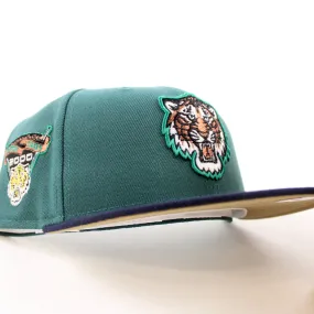 Detroit Tigers 2000 TIGER STADIUM New Era 59Fifty Fitted Hat (Glow in the Dark Needle Green Navy Khaki Under Brim)