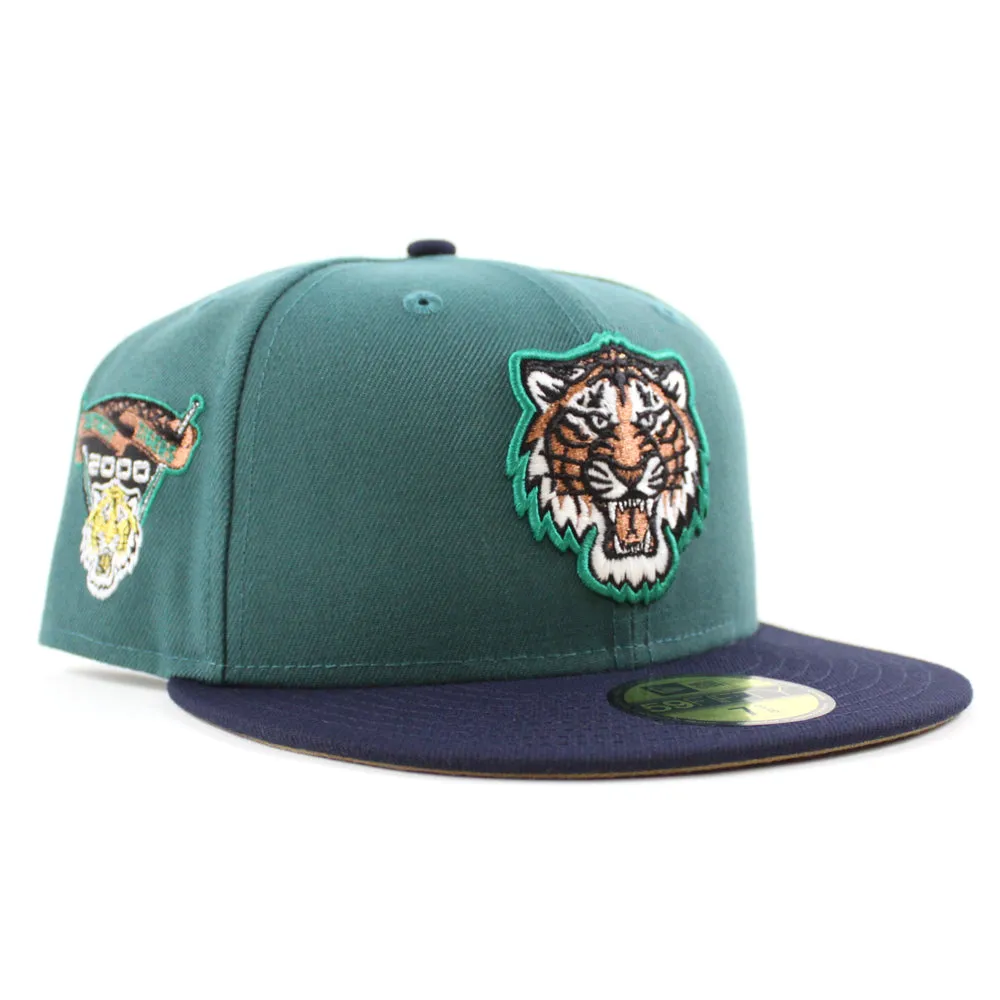 Detroit Tigers 2000 TIGER STADIUM New Era 59Fifty Fitted Hat (Glow in the Dark Needle Green Navy Khaki Under Brim)