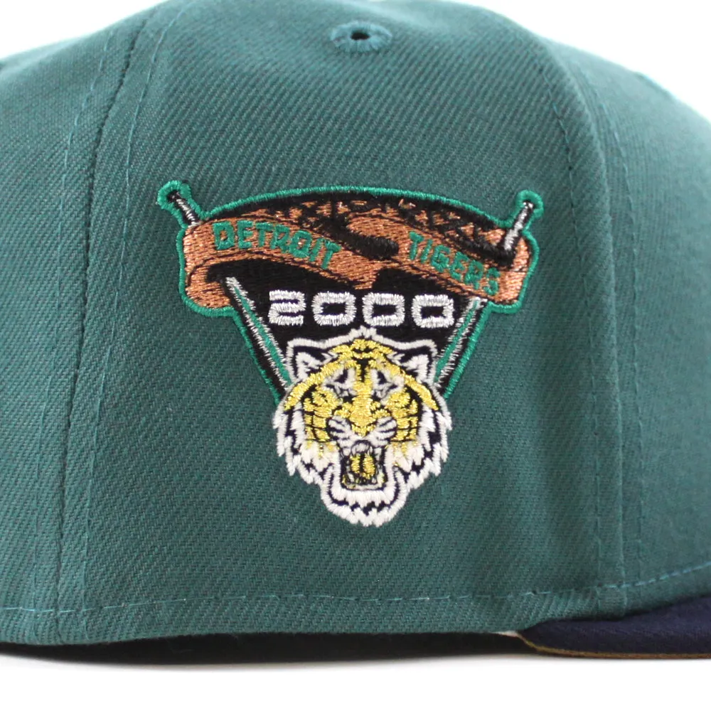 Detroit Tigers 2000 TIGER STADIUM New Era 59Fifty Fitted Hat (Glow in the Dark Needle Green Navy Khaki Under Brim)