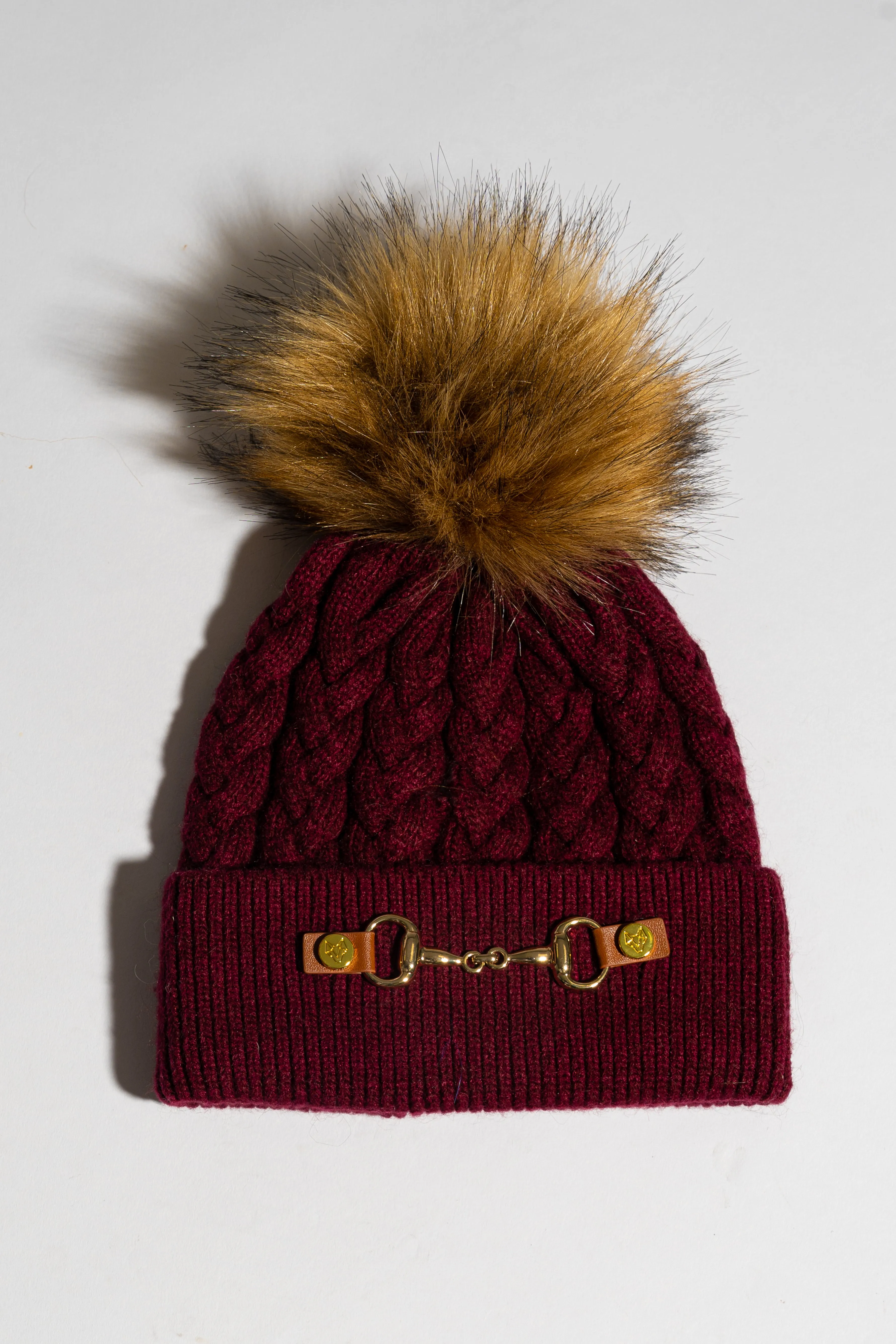 Faux Burley Pom Pom Hat - Wine