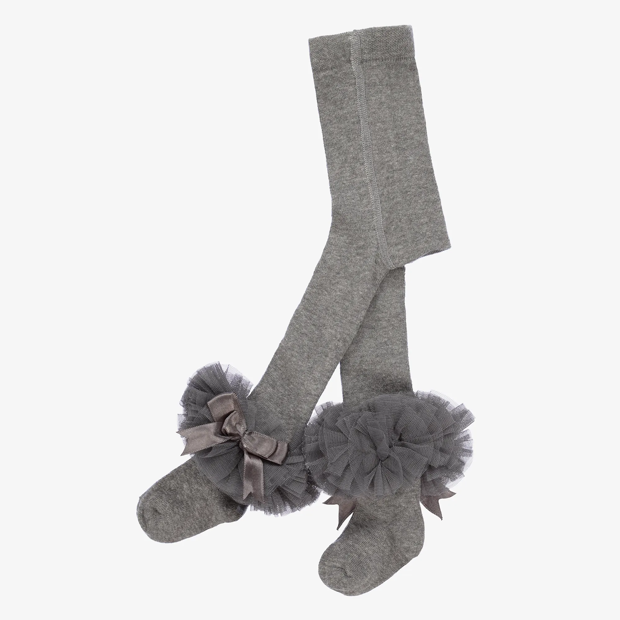 Girls Grey Bow Tights