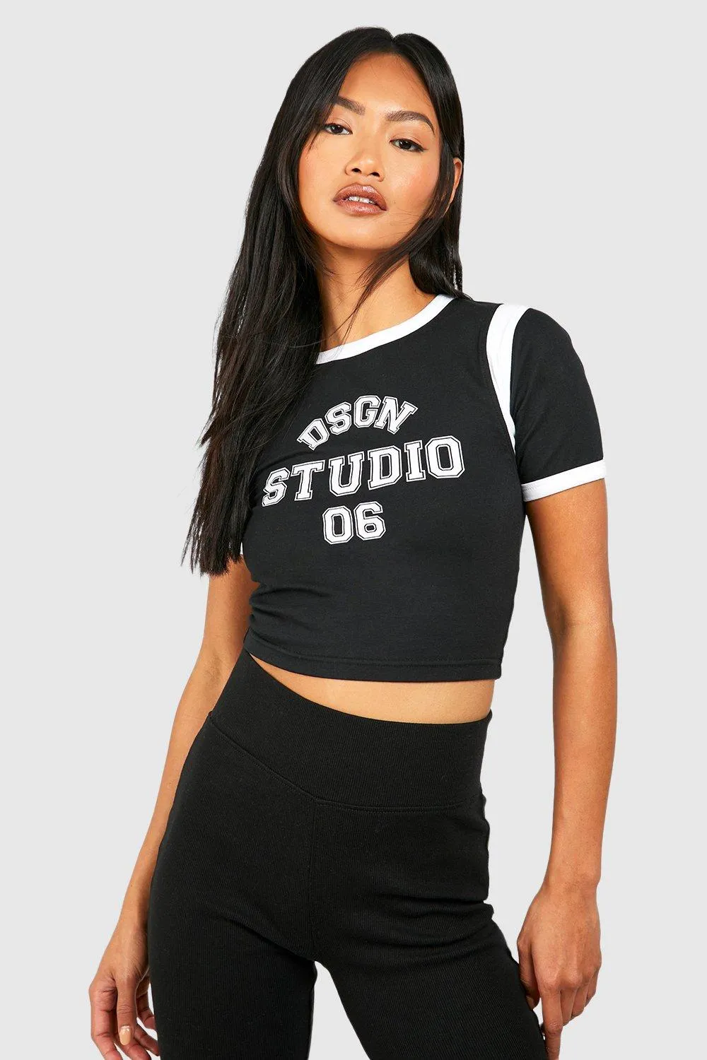 Hoodies & Sweatshirts | Dsgn Studio Printed Colour Block Baby Tee | boohoo