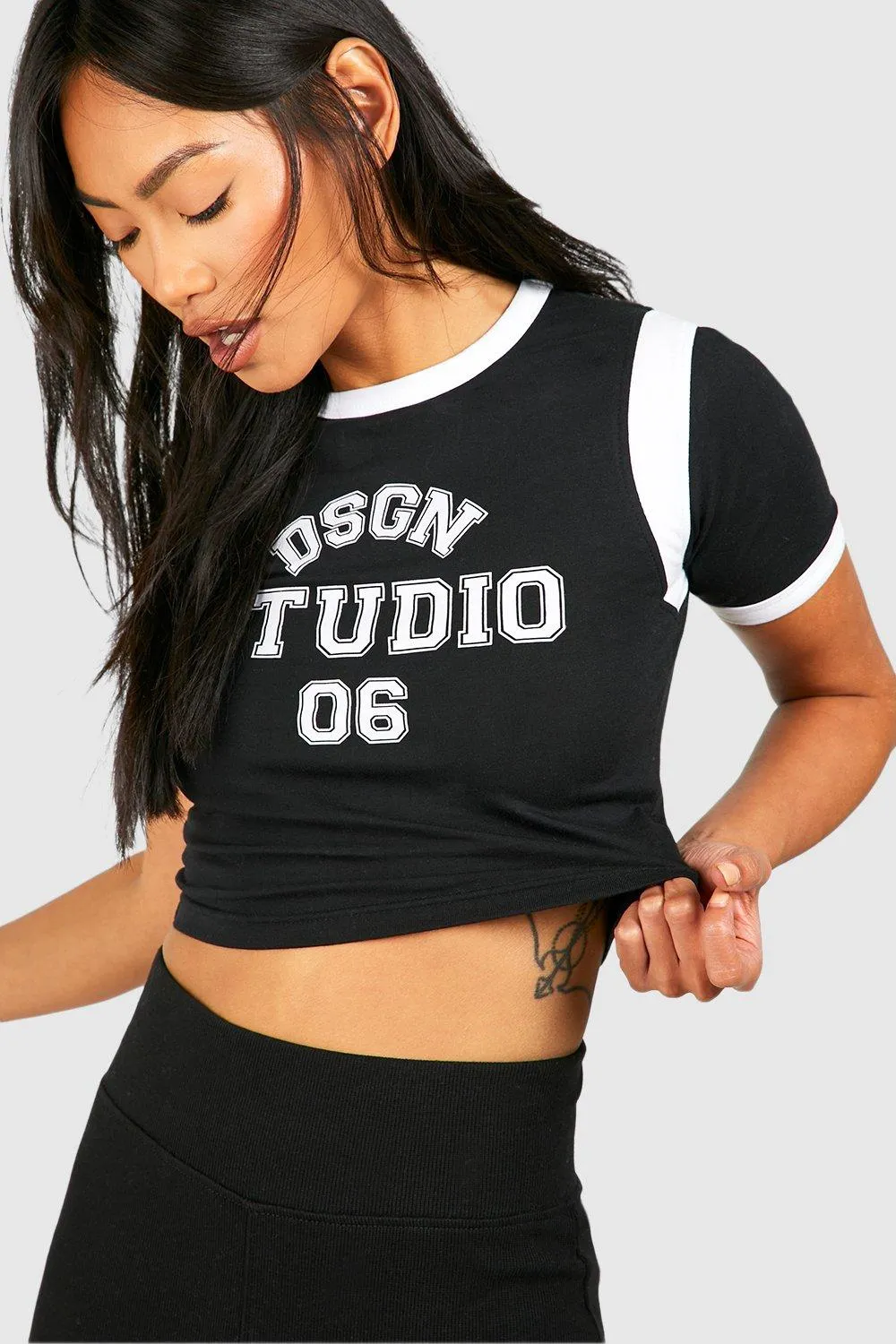 Hoodies & Sweatshirts | Dsgn Studio Printed Colour Block Baby Tee | boohoo