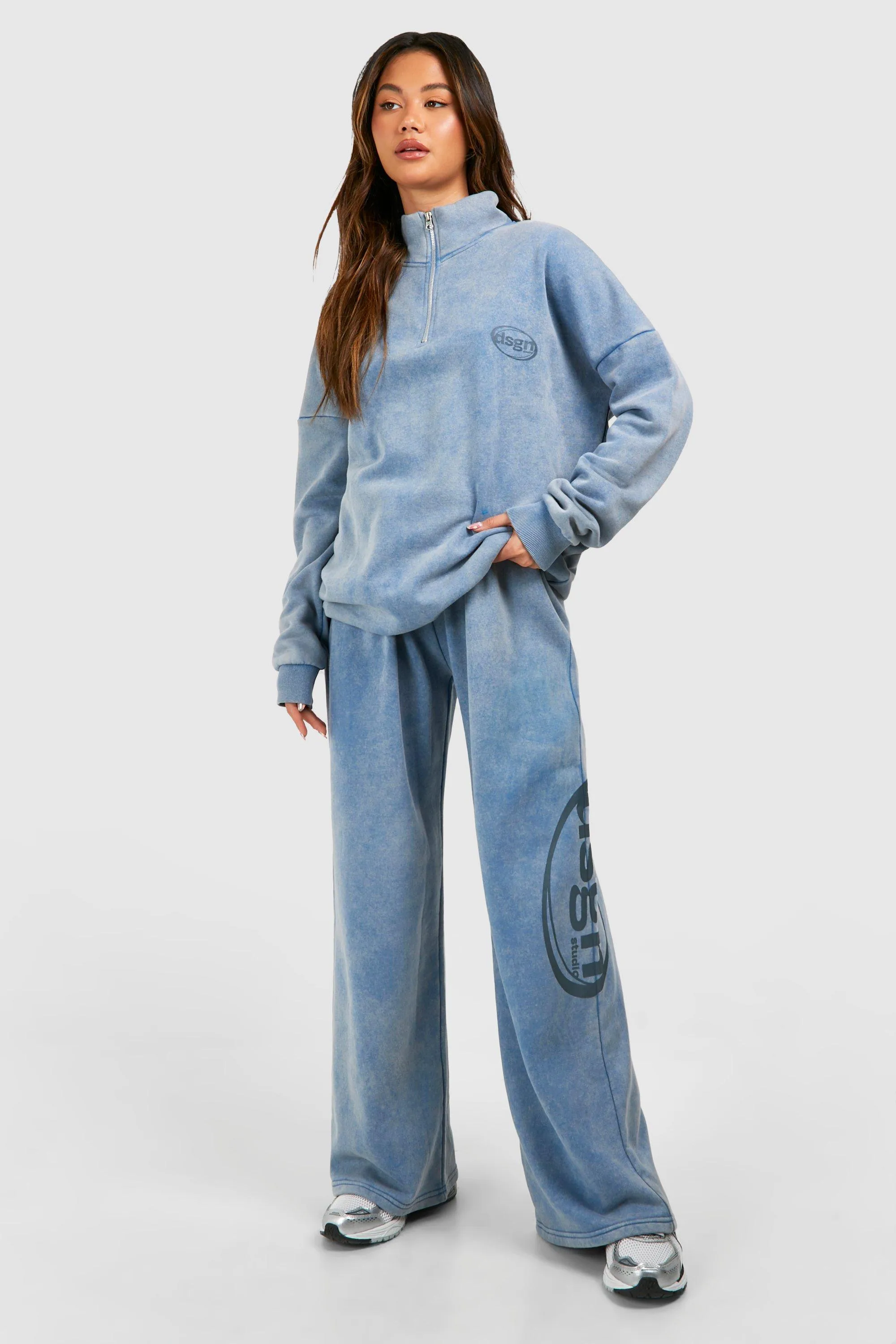 Hoodies & Sweatshirts | Dsgn Studio Washed Half Zip Oversized Sweatshirt | boohoo