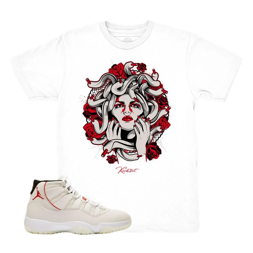 Jordan 11 Platinum Tint Medusa White Shirt