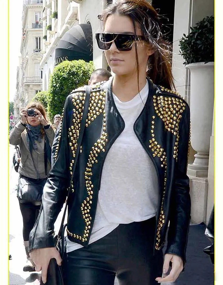 Kendall Jenner Studded Leather Jacket | Ujackets.com - 40% OFF