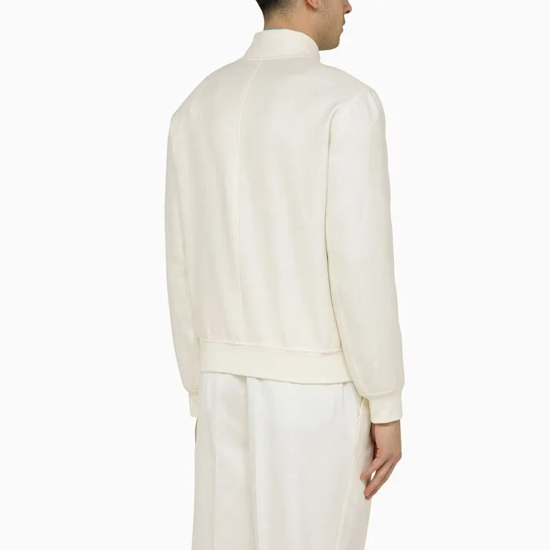 LIGHTWEIGHT JACKET IN WHITE WOOL AND LINEN