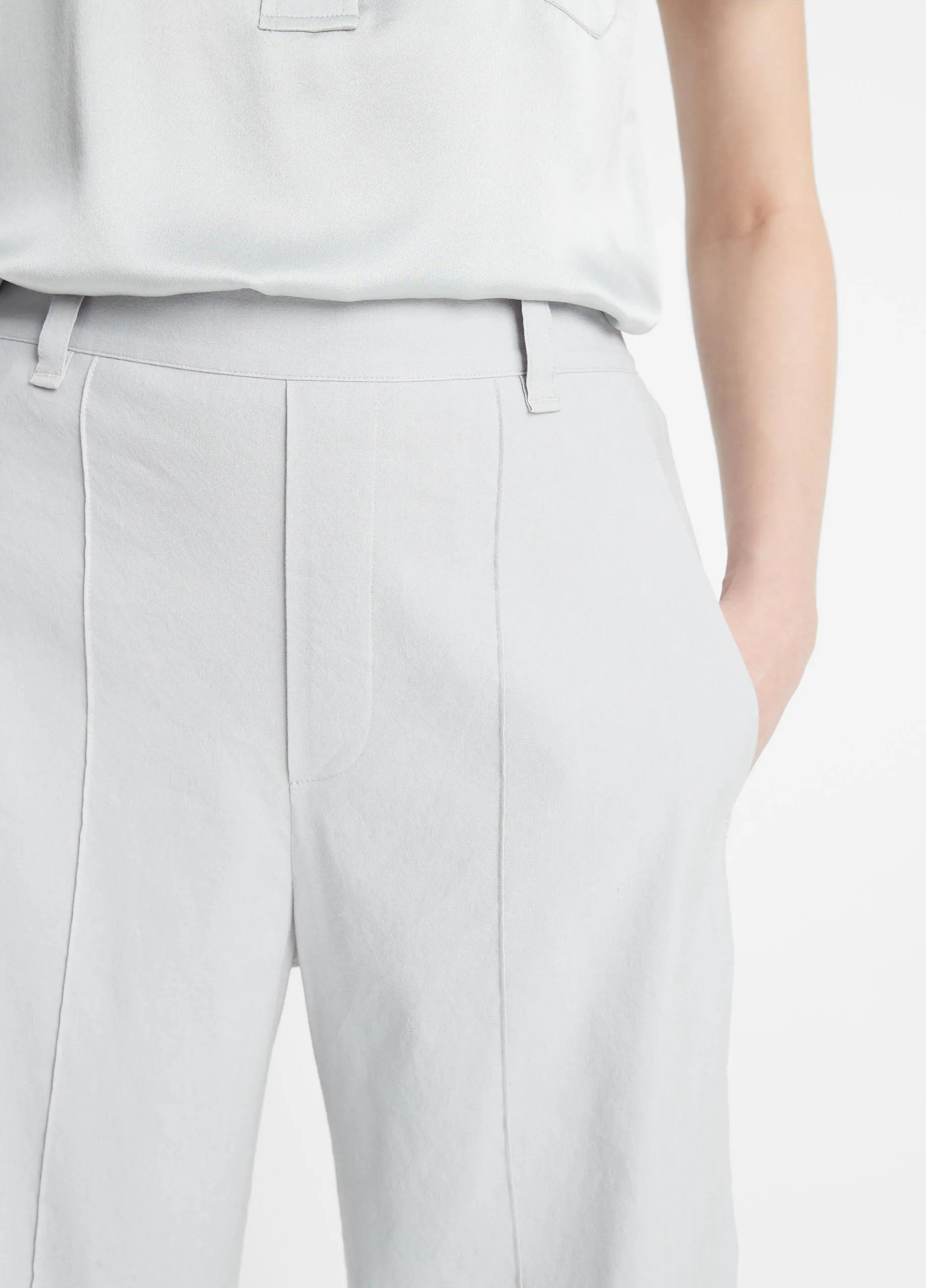 Linen-Blend High-Waist Pull-On Pant