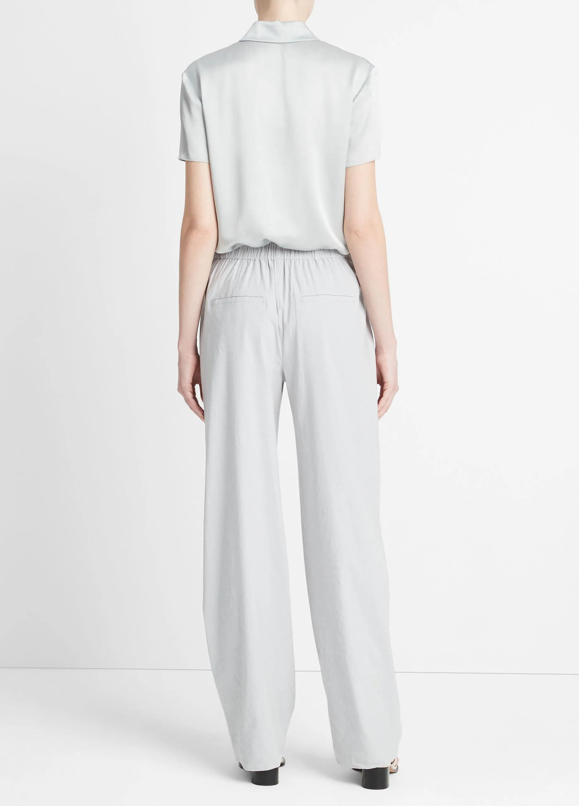 Linen-Blend High-Waist Pull-On Pant