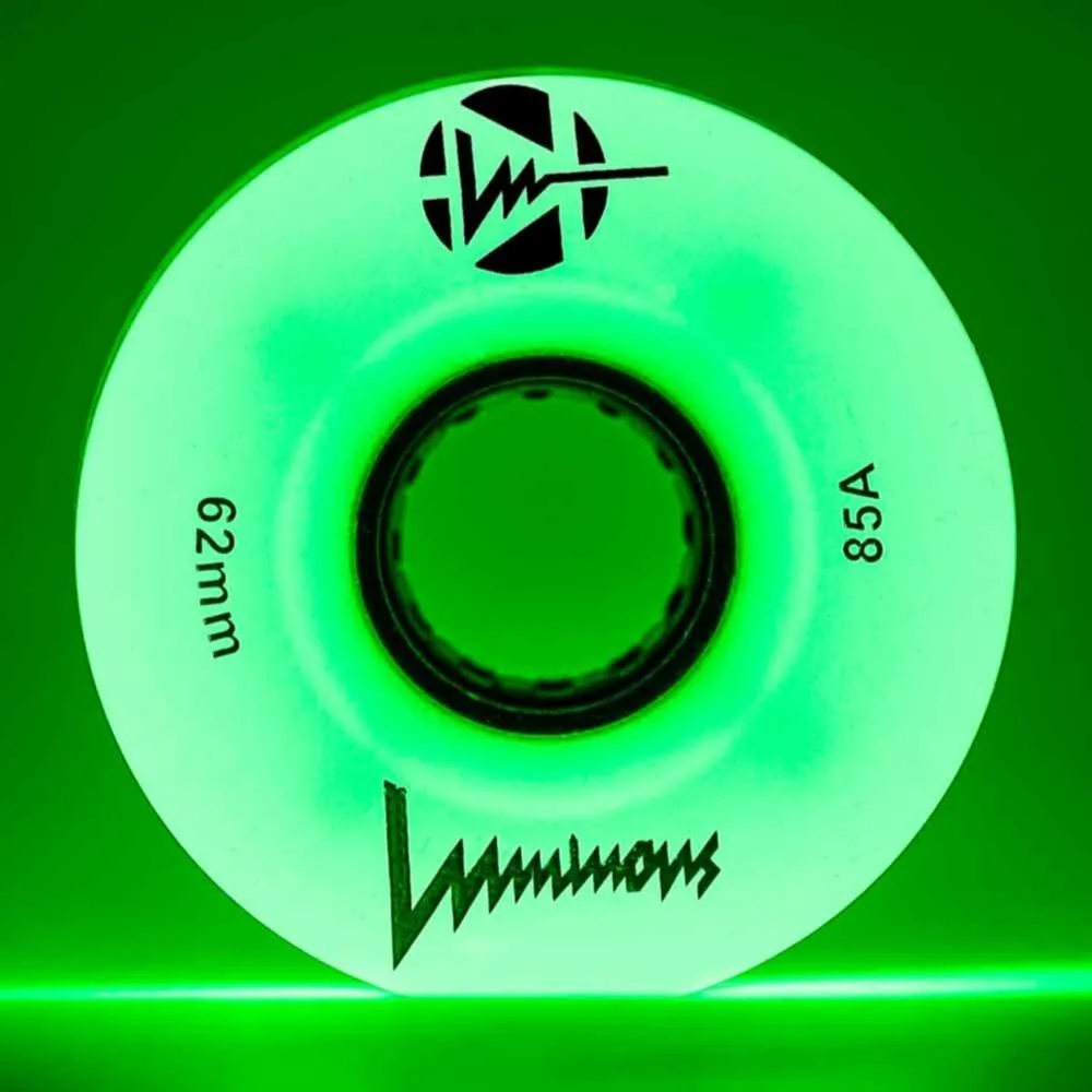 Luminous Light Up Quad Wheels Green Glow 85A 62mm - 4 pack