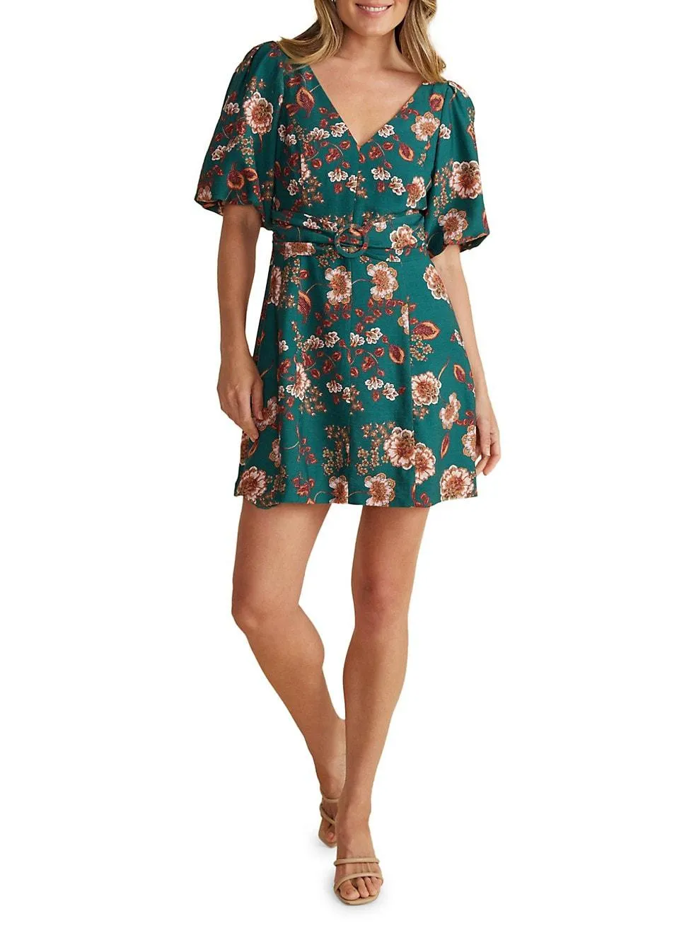 Minkpink Olivia Belted Mini Dress In Multi