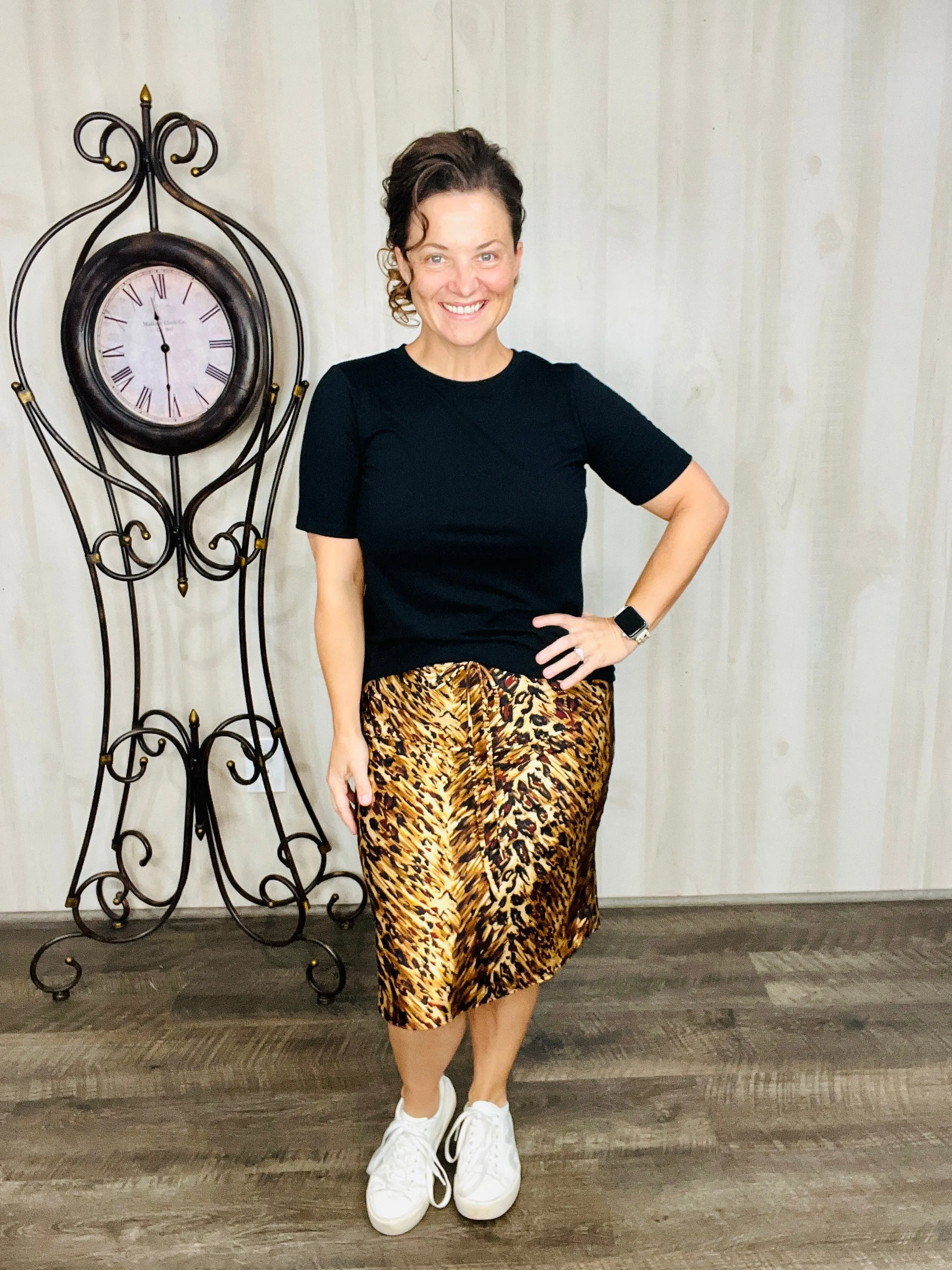 Missy Brown Animal Print Swim/Active Skirt 26” (Hidden Shorts)