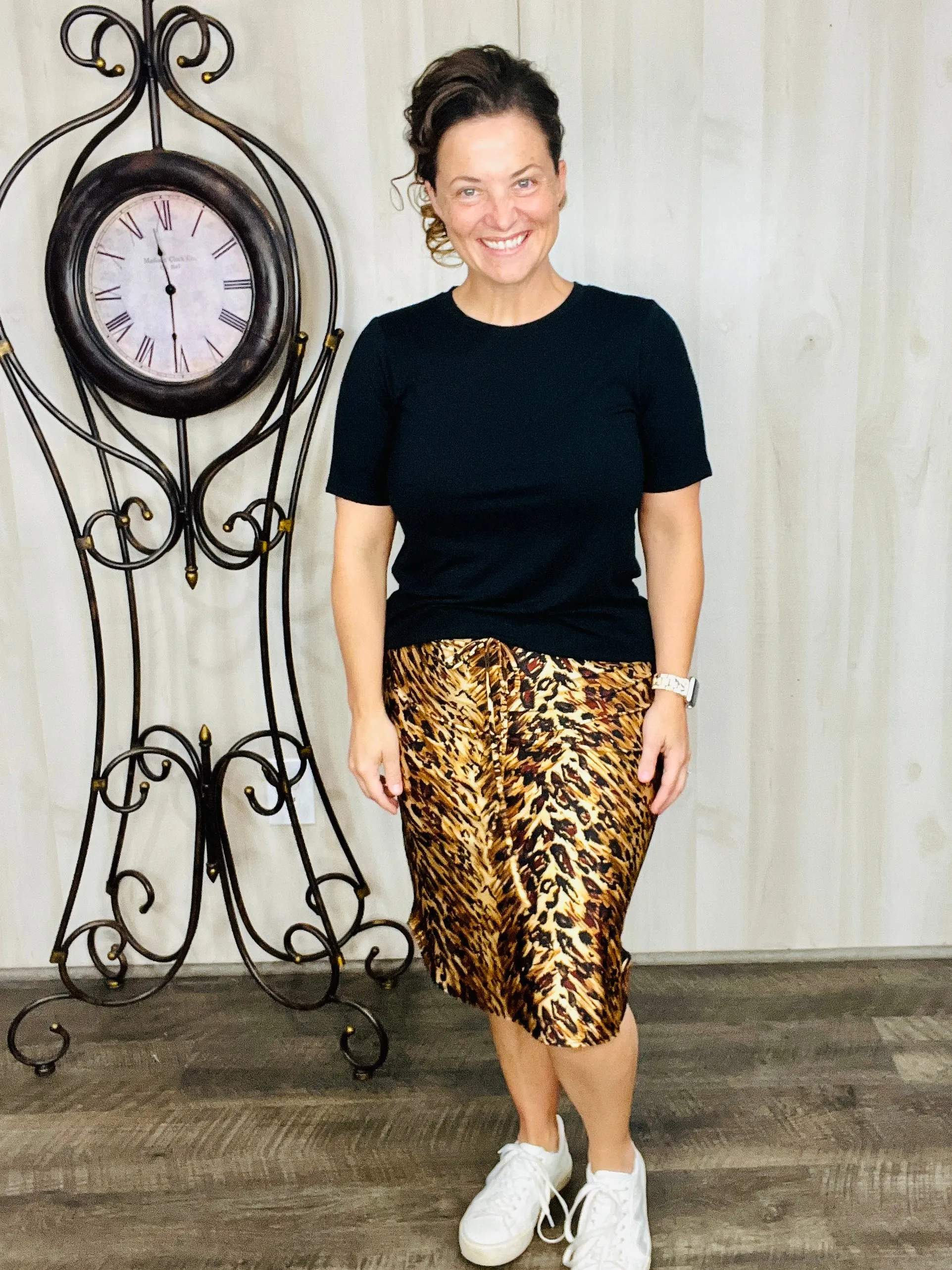 Missy Brown Animal Print Swim/Active Skirt 26” (Hidden Shorts)