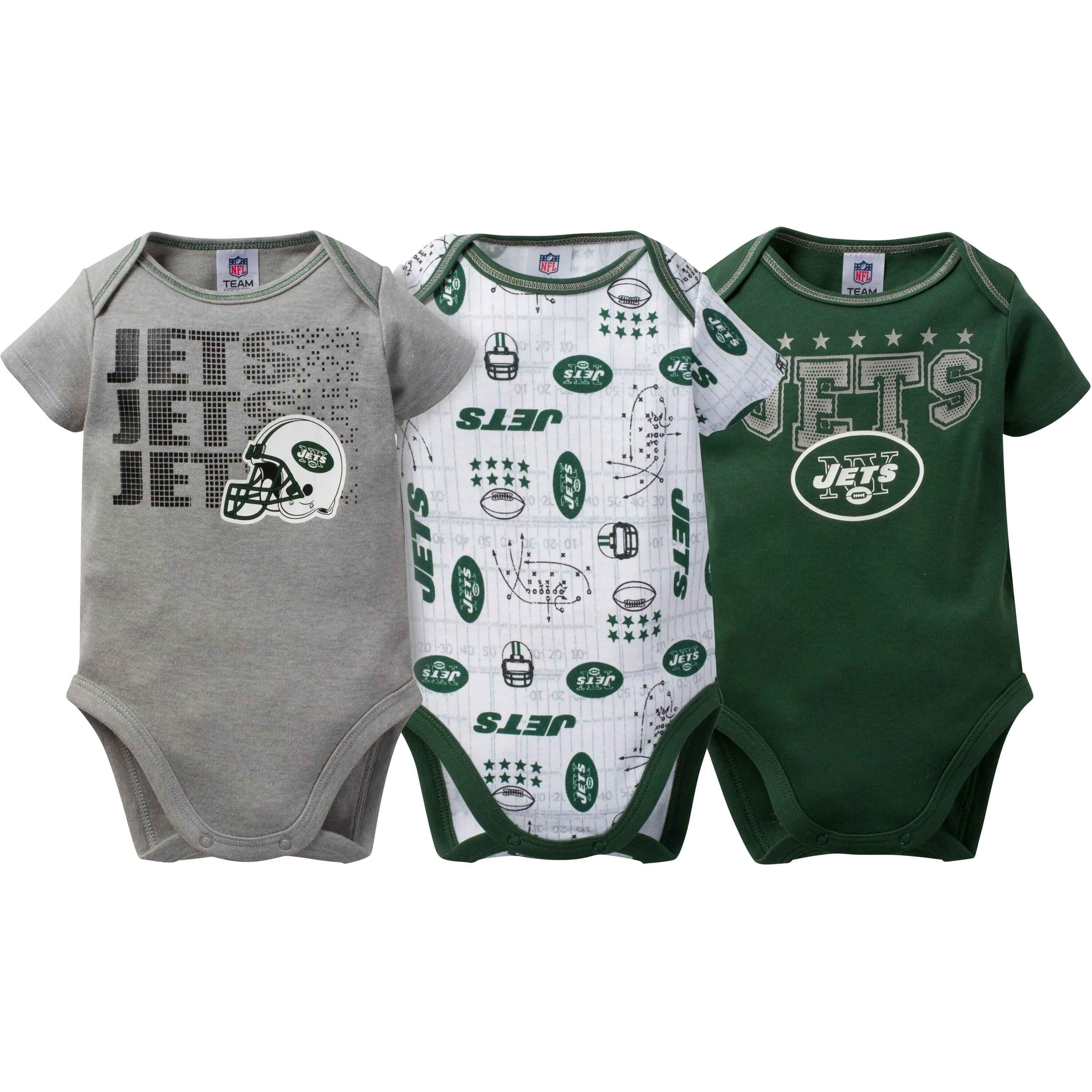 New York Jets Baby Boy 3-Pack Short Sleeve Bodysuits