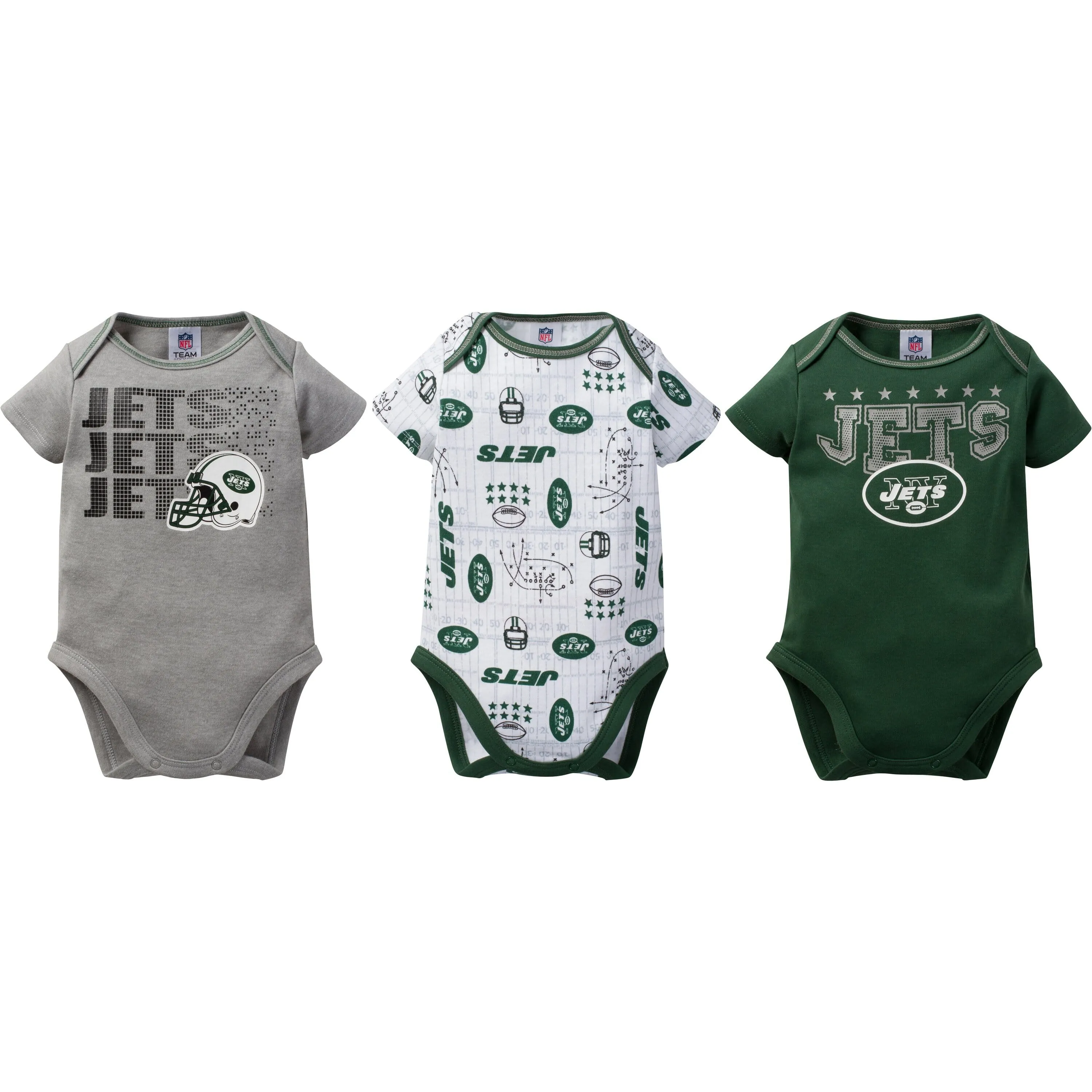 New York Jets Baby Boy 3-Pack Short Sleeve Bodysuits