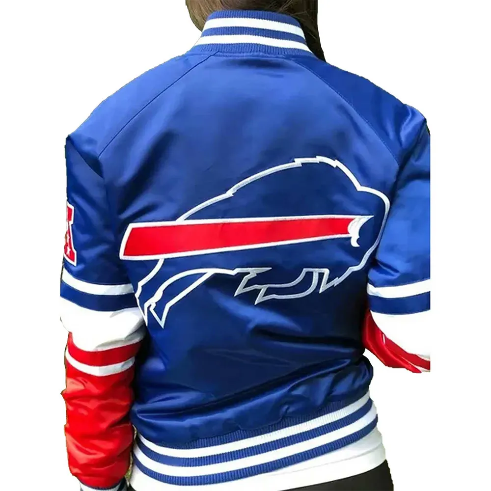 NFL Buffalo Bills Satin Royal Blue and Red Jacket