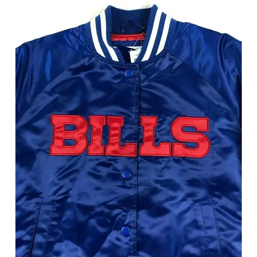 NFL Buffalo Bills Satin Royal Blue and Red Jacket