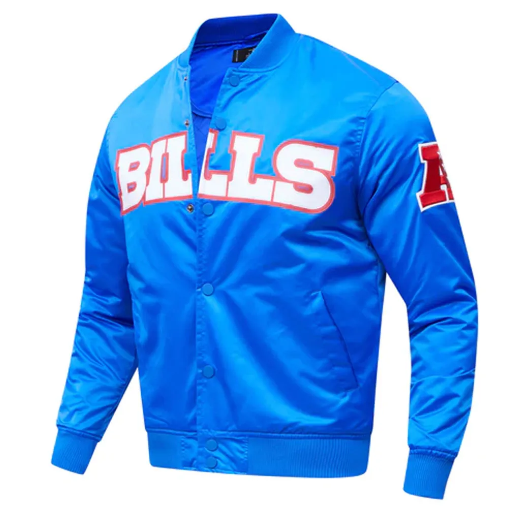 NFL Buffalo Bills Satin Royal Blue and Red Jacket