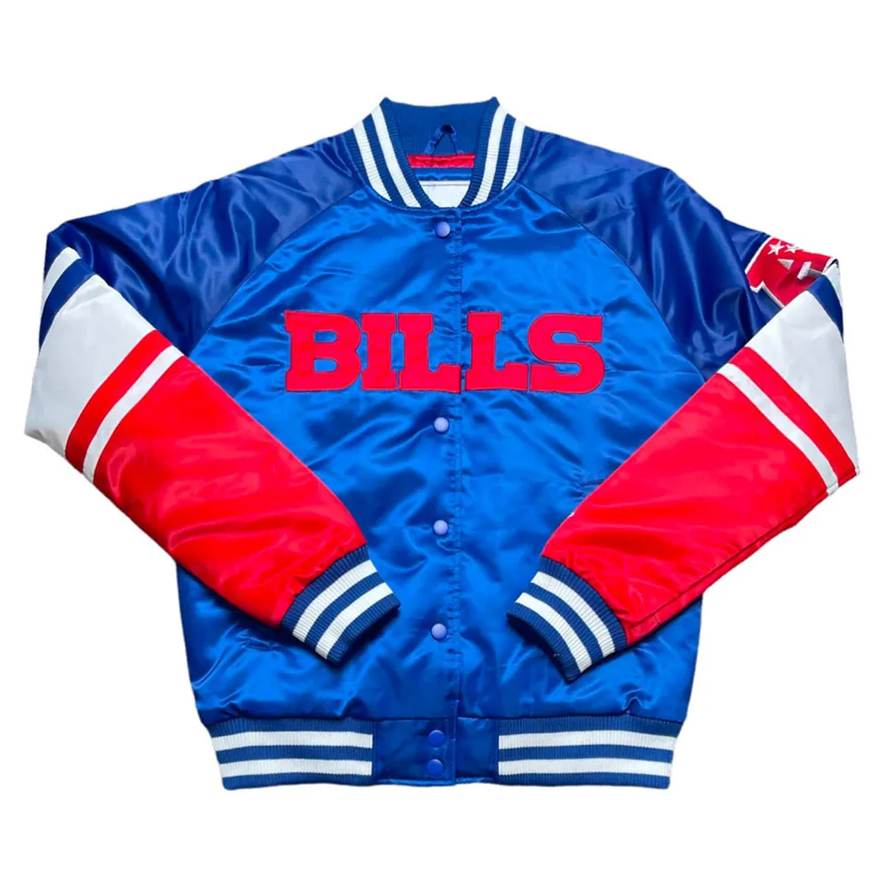 NFL Buffalo Bills Satin Royal Blue and Red Jacket