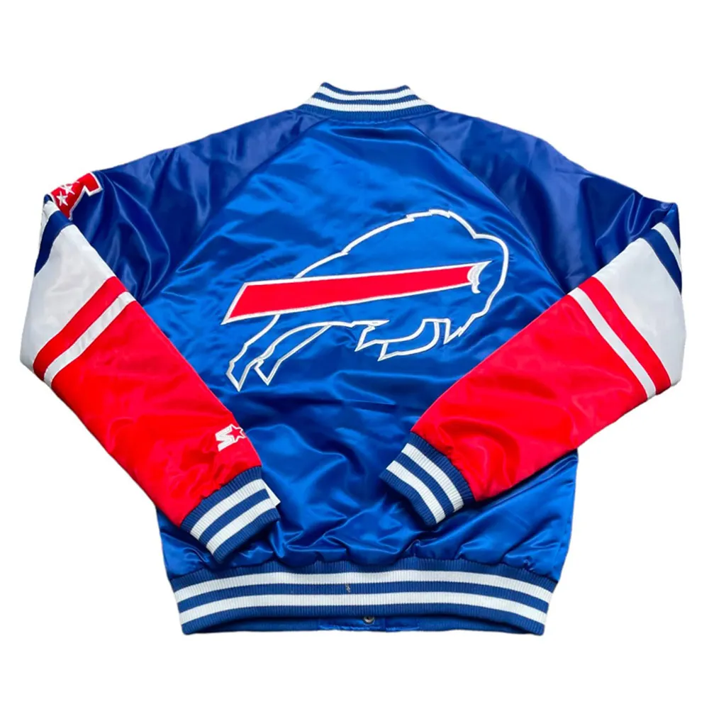 NFL Buffalo Bills Satin Royal Blue and Red Jacket