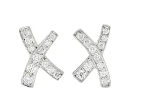 Paloma Picasso Tiffany & Co. 1980's Vintage 0.30 CTW Diamond Platinum Kiss X Stud Earrings