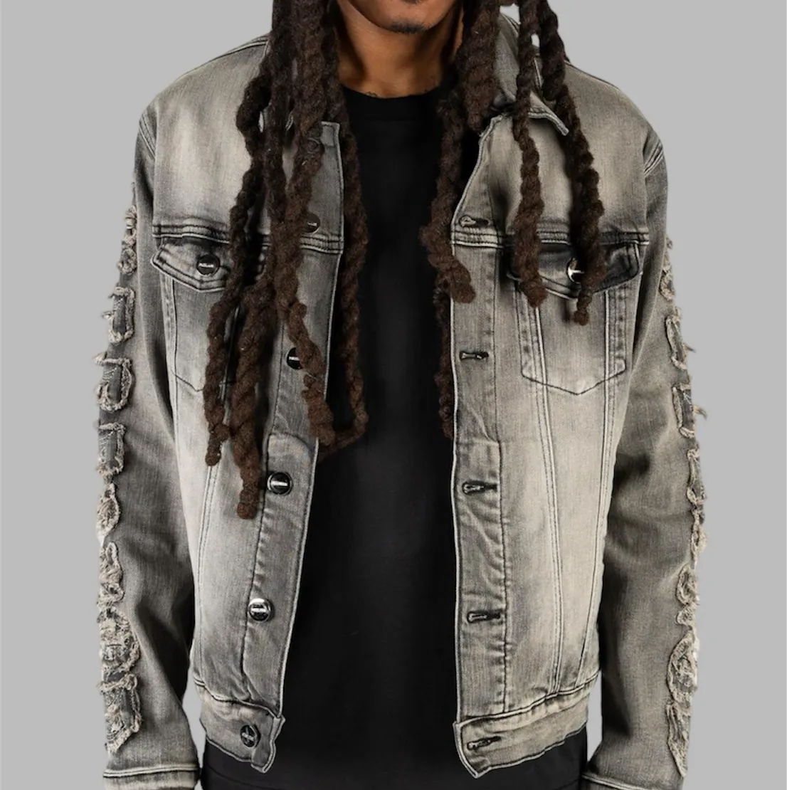 Pheelings Nurture Love Denim Jacket Charcoal Grey