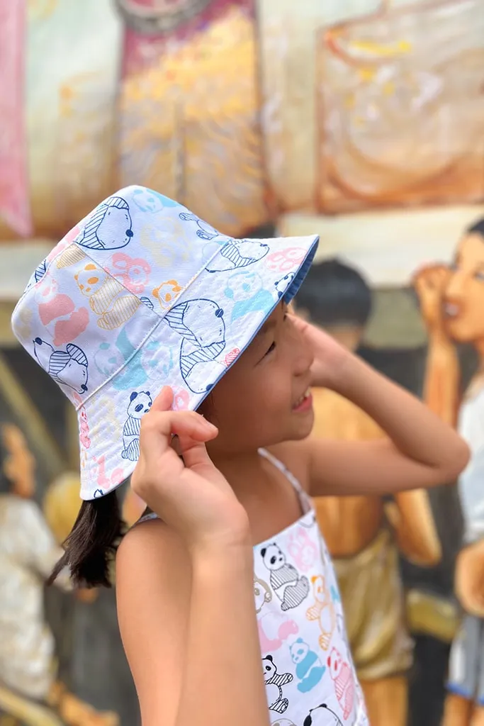 Reversible Bucket Hat (Kids) - Pastel Panda