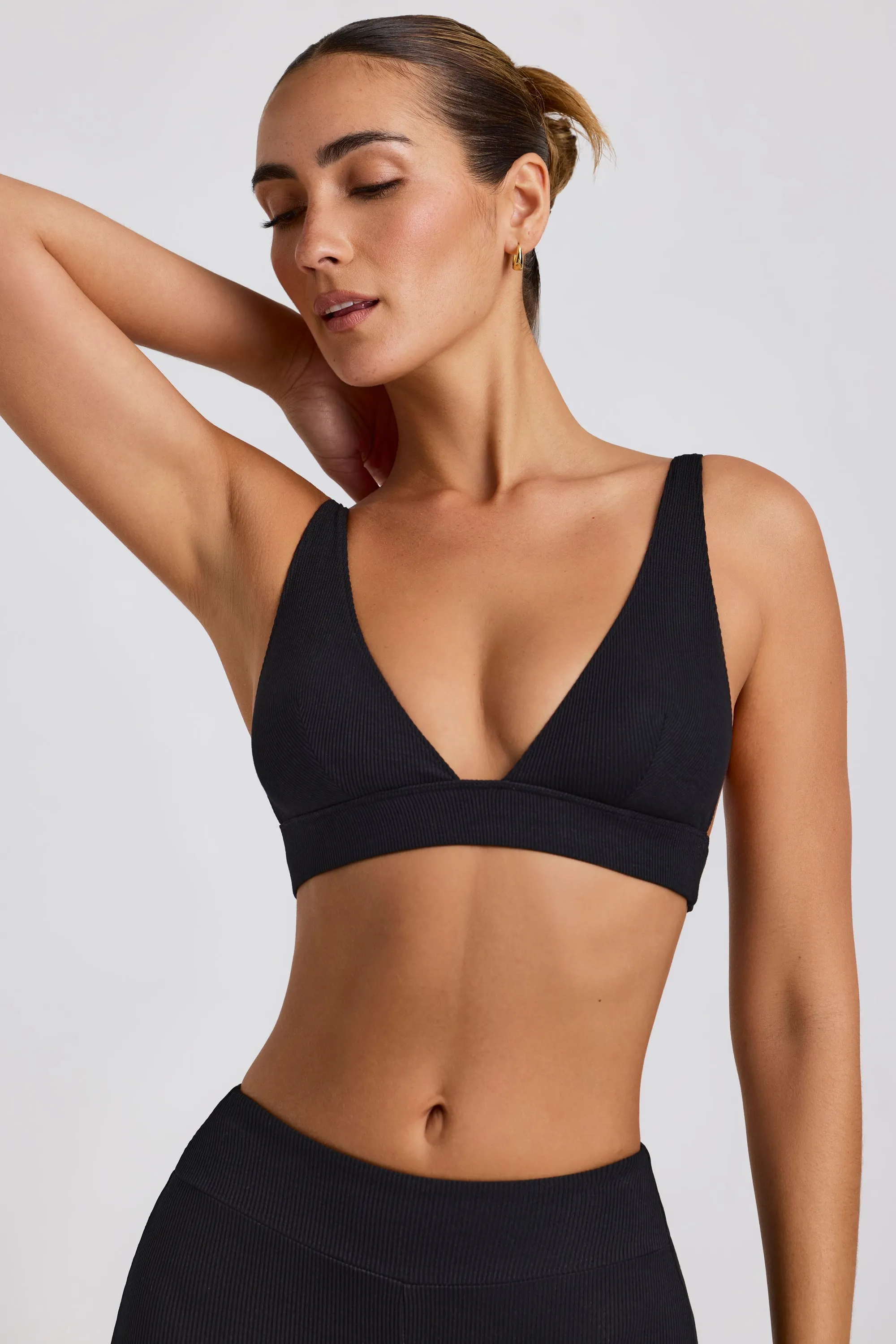 Ribbed Modal Triangle Bralette in Black